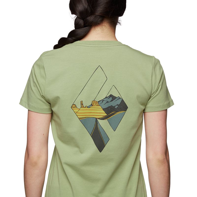 Tops Black Diamond Desert To Mountain SS Mujer Verde | GQAONX-568