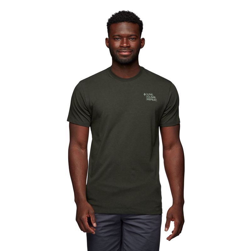 Tops Black Diamond Desert To Mountain SS Hombre Gris Verde | LEWJXC-159